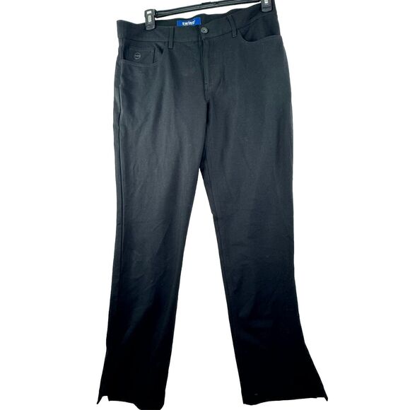 Swing Control Golf Pants Mens Size 36 X 32 Solid Black Stretchy W/ Ankle Slit - Picture 1 of 12